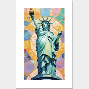 Gustav Klimt's Liberty's Brilliance: Inspired Statue of Liberty Posters and Art